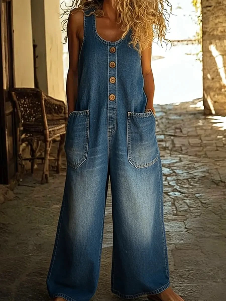 Saylor - Vintage Washed Cotton Denim Overalls